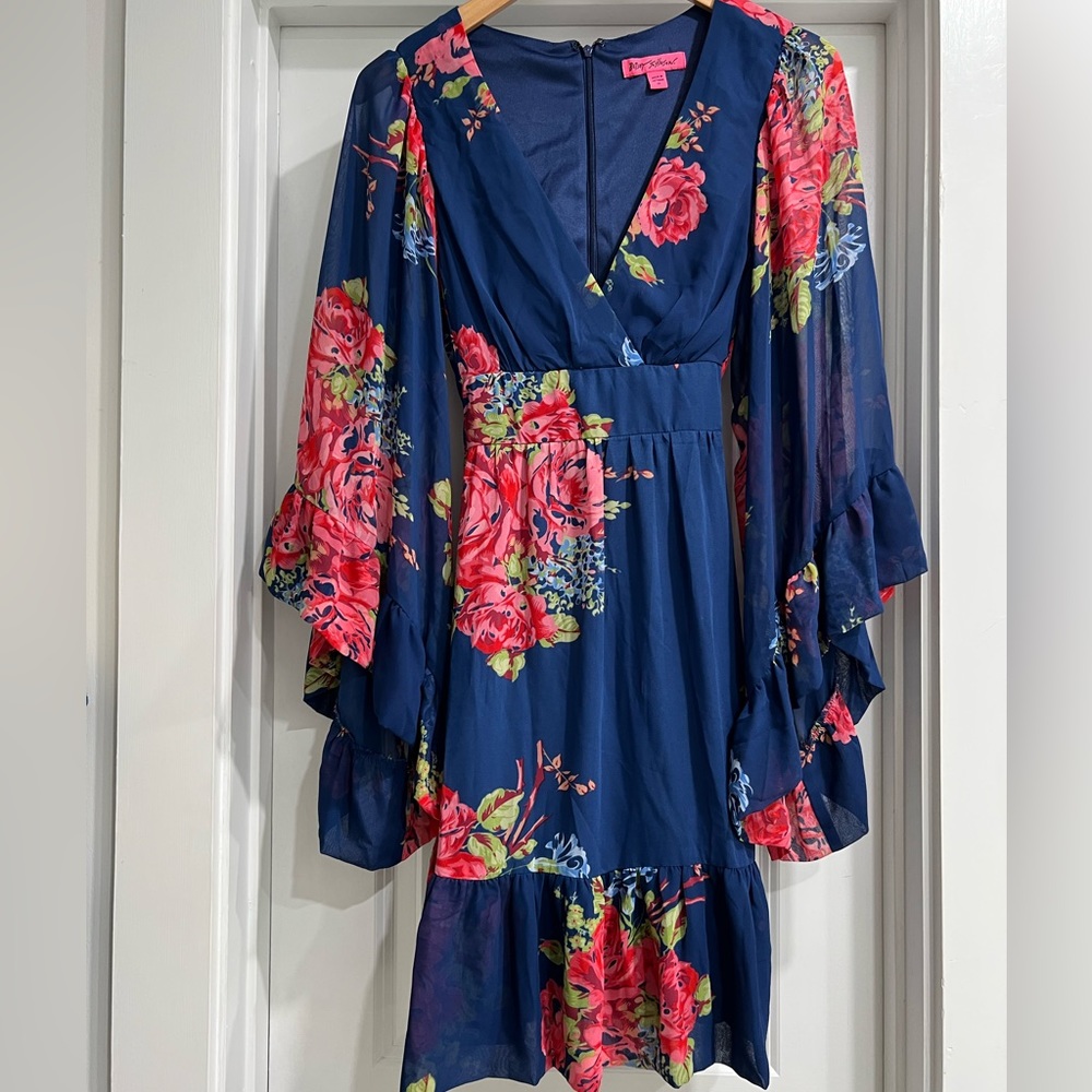 Betsy Johnson size 10 blue and pink floral dress